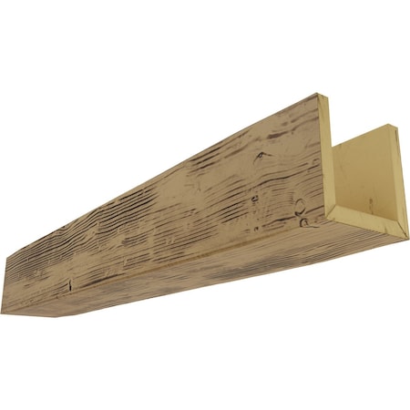 3-Sided (U-beam) Sandblasted Endurathane Faux Wood Ceiling Beam, NaturaL Golden Oak, 10Wx4Hx8'L